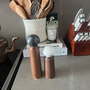 CB2 Marble Salt and Pepper Grinder Set